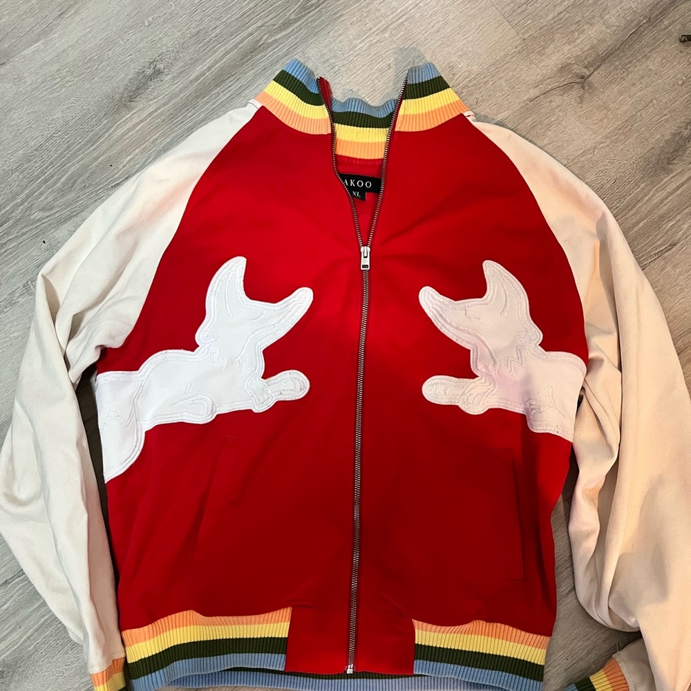 Akoo Vibrant Red Jacket with Multicolor Accents
